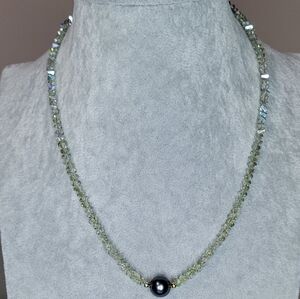 Stunning Light Sage Krakovski and Pearl Necklace